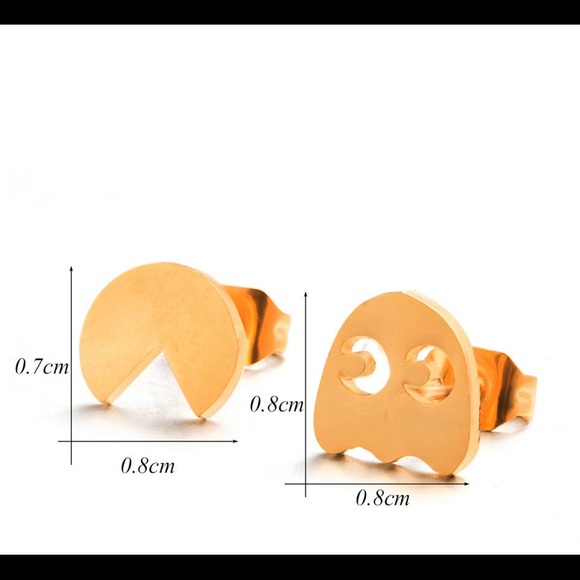 END OF SUMMER CLEARANCE!NEW! PacMan Stud Earrings Hypoallergenic - Picture 3 of 3
